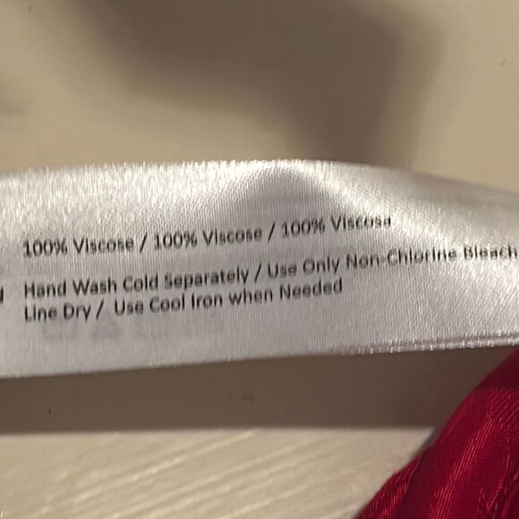 Preloved Band Of The Free Women's L Anina Ruby Red Wrap Midi Dress Red Jaquard F - Picture 16 of 16